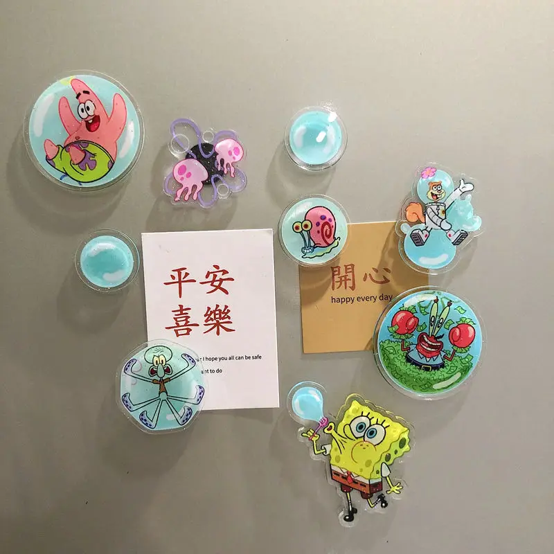 Spongebobs Patrick Star Cartoon Cute Blowing Bubbles Magnet Refrigerator Stickers Wall Stickers Anime Plush Toys for Girls Gift