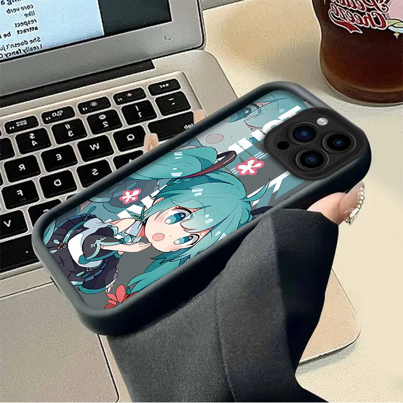 Фото Милый чехол H-Hatsunes M-Miku для iPhone 17 Air 16 16E 15 14 13 12 11 Pro Max X XS X S Max XR SE 2020 SE4 7 8 Мягкий силиконовый чехол №5