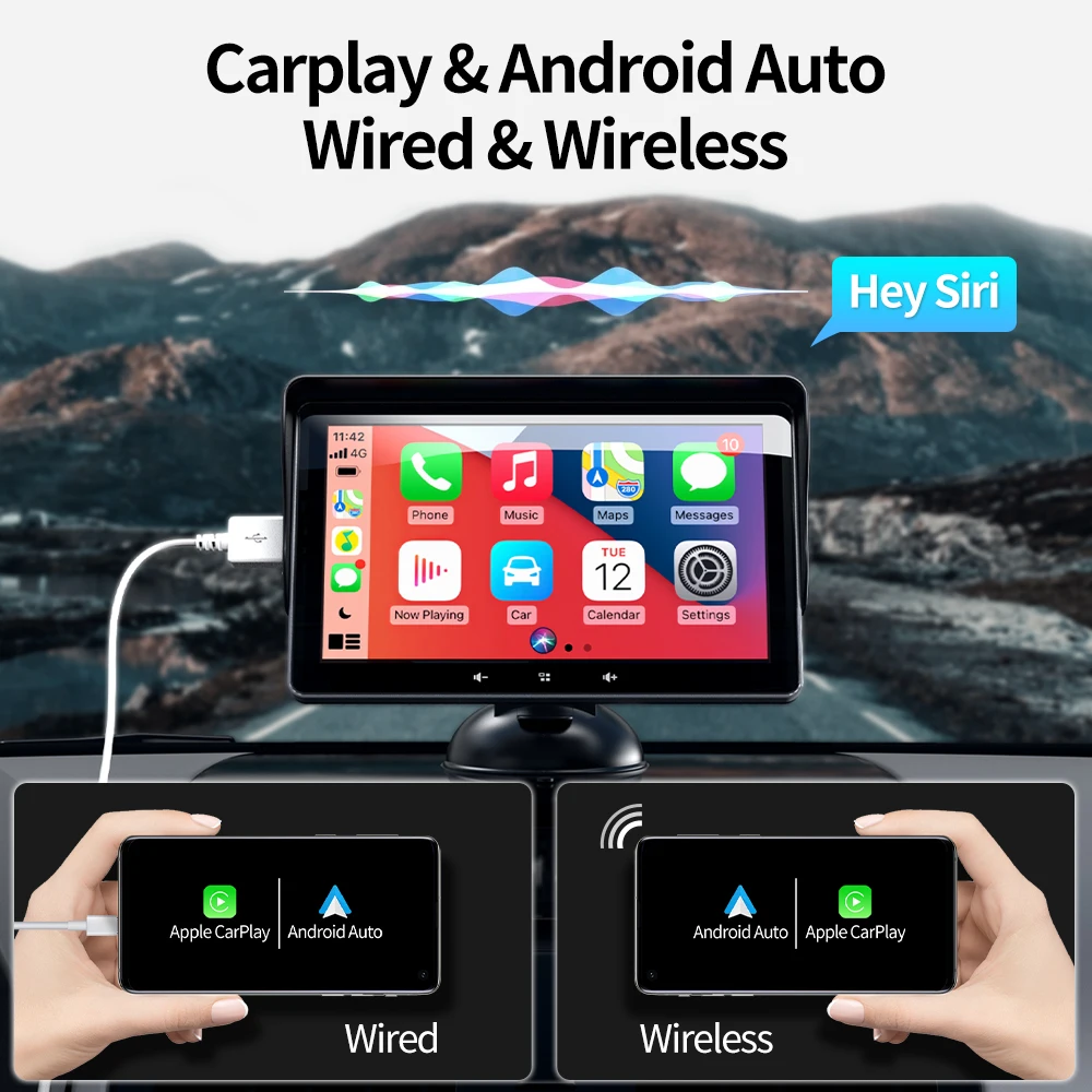 GRNADnavi 7-дюймовый универсальный беспроводной Carplay Android автомобильный