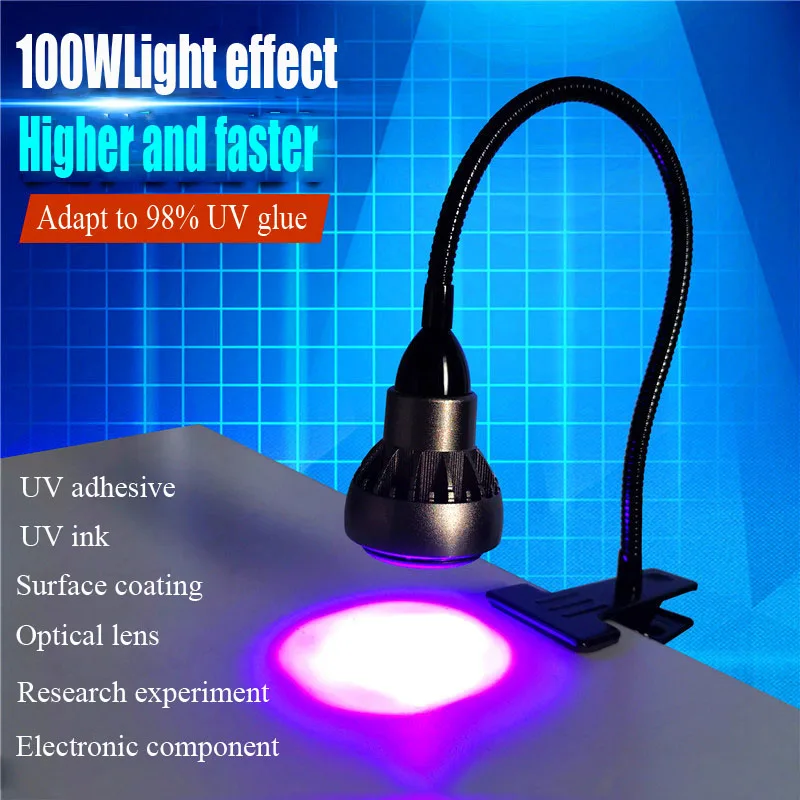 UVGO High Energy UV Lamp 100W Light Effect Ultraviolet Lamp Resin Glue Shadowless Glue Green Oil Curing Lamp Shadowless Lamp
