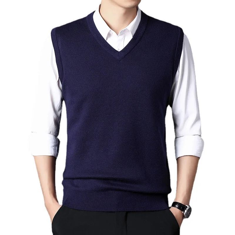 

Men's Unestless Kit Vest V-neck autumn and winter New Thick Middle-year Business Euner Shirt