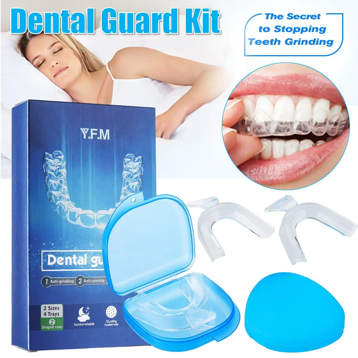 

2PCS Dental Guard Anti Snoring Bruxism Sleeping Night Guard For Teeth Grinding Stops Bruxism Sleep Health Care With 2 Cases