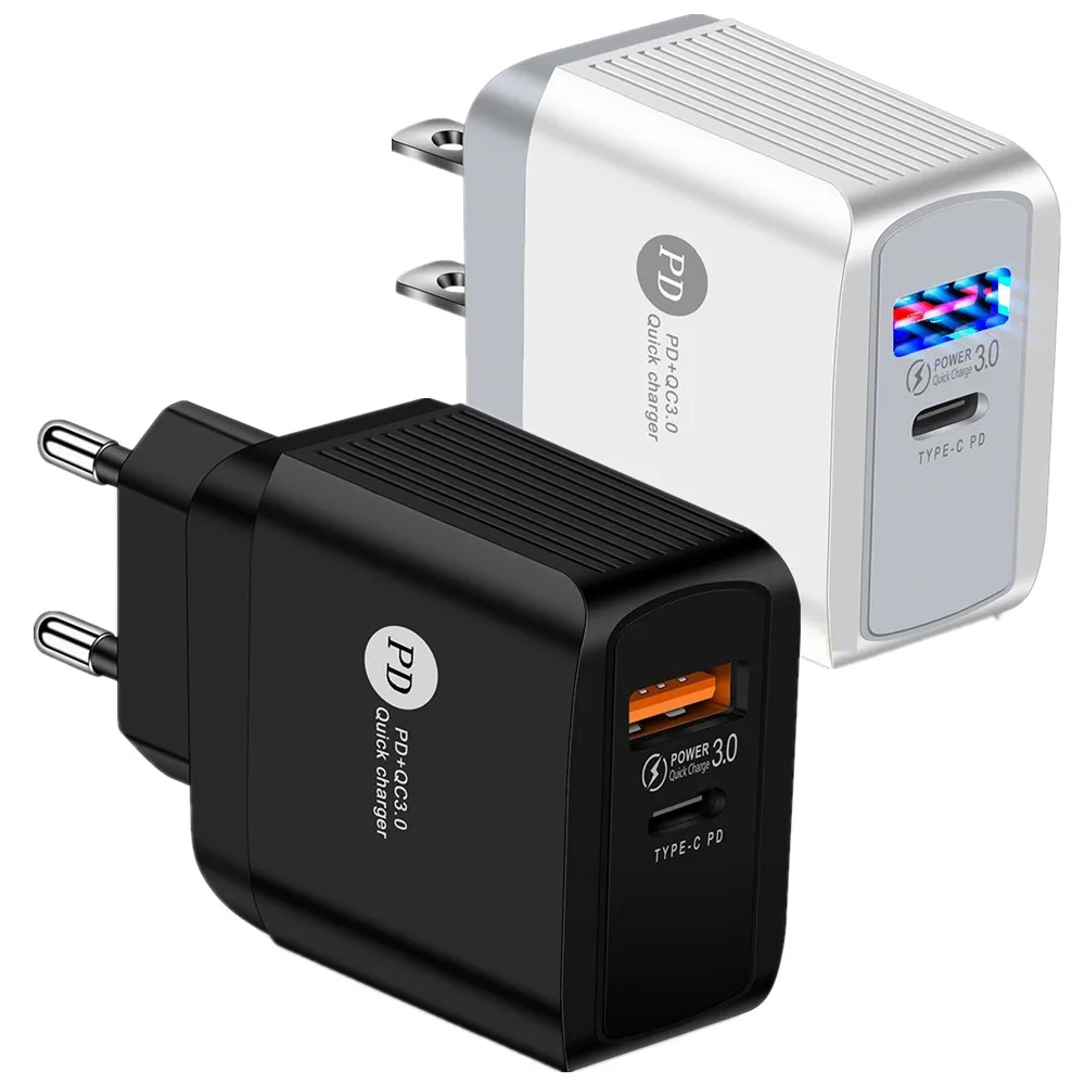 

100pcs 18W PD+QC3.0 USB C Charger Fast Charging Wall Power Adapter wall charger EU UK US Plug for Samsung Iphone htc