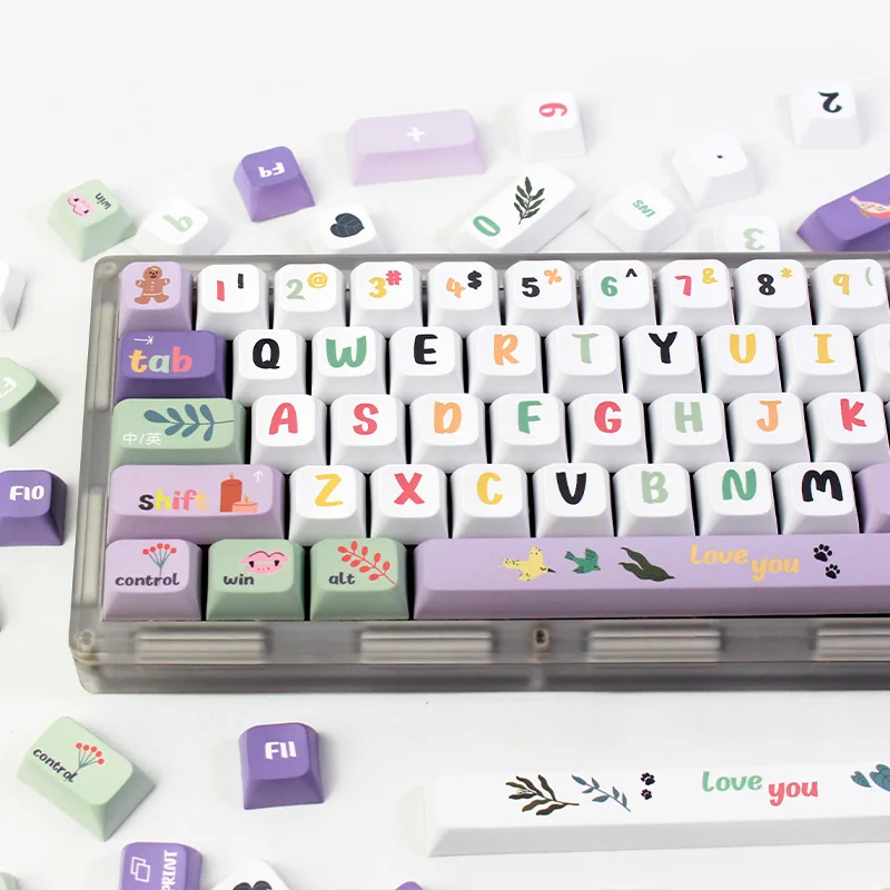 

Violet Forest 124 Keys Gaming Keycap XDA Profile PBT Keycaps Sublimation Cute Key Caps Set for Mx Switches Mechanical Keyboard