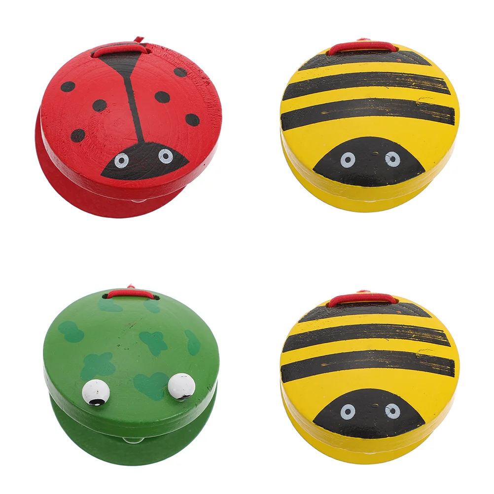 

4Pcs Kids Education Playthings Wooden Castanets Percussion Instruments