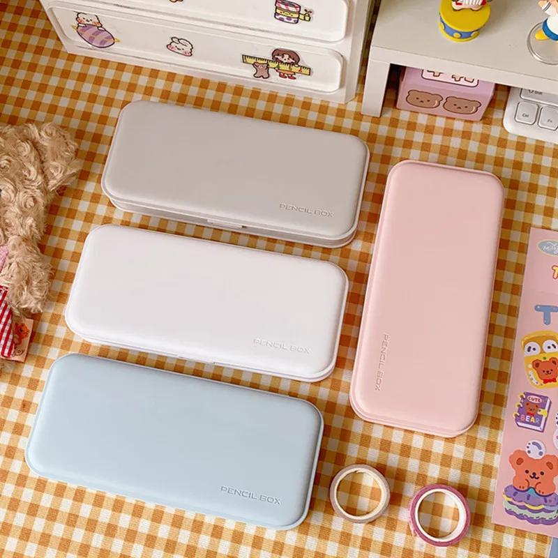 

Портативный пенал для канцелярских принадлежностей, двухслойный пенал, пластиковый пенал, пенал, студенческий канцелярский органайзер, пенал, пенал