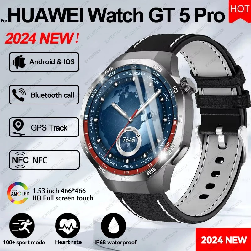 Новинка для HUAWEI Watch GT 5 Pro спортивные Смарт-часы мужские GPS трек компас высотомер