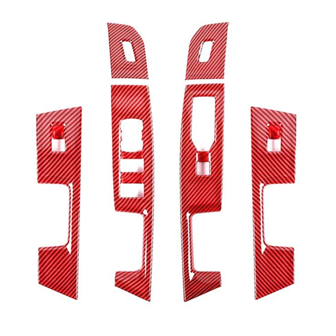 

Window Lift Control Panel Interior Trim Switch Panel Accessories for Ford F150 2021 2022 ,ABS Red Carbon Fiber