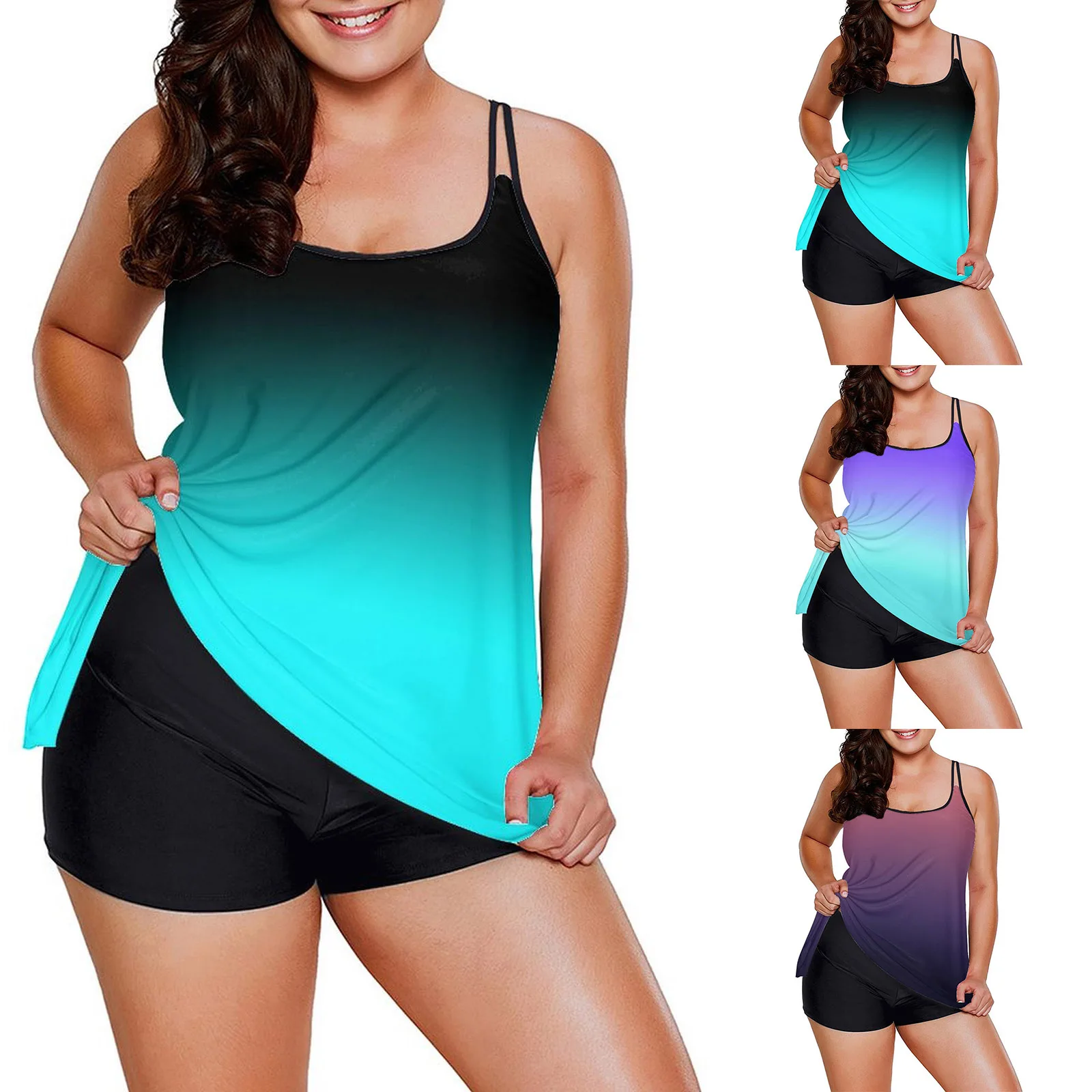 

Suitable 2 Piece Swimwear For Women Two Piece Flowy Tankini Swimsuits Solid Swimsuit swiming Vintage Swimwear Sexy Beachwear