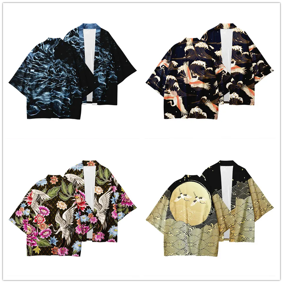 

Samurai vinç japon tarz Kimono Haori erkekler kadnlar hrka çin ejderha geleneksel japon giyim asya kyafetleri