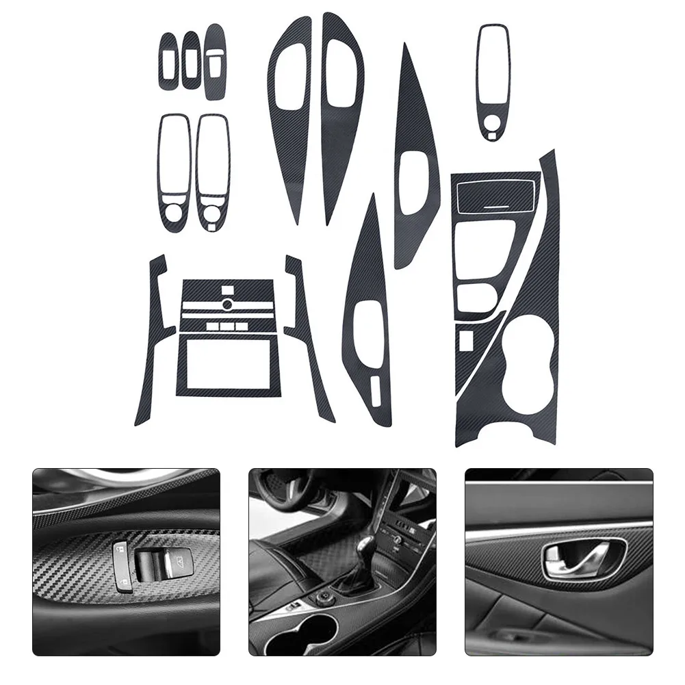 

For Infiniti Interior Stickers Car 2014-2019 3D Accessories Carbon Fiber Style