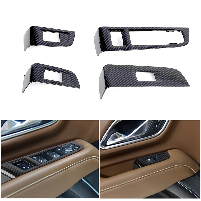 

Панель переключателя стеклоподъемника автомобиля, обшивка панели для Chevy Suburban 2020-2023 Tahoe GMC Yukon 2021-2023, запасные части-ABS углеродное волокно