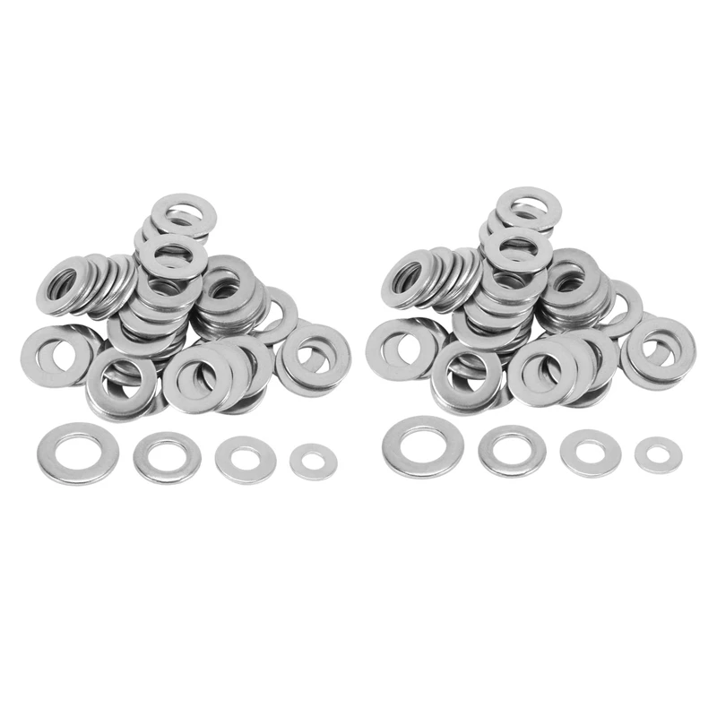 

Metric Washer Mixed (400 Pack) M3 M4 M5 & M6 Form A Thick Flat Washers Stainless Steel