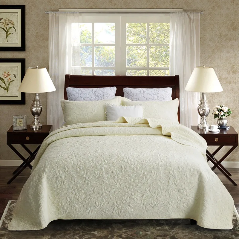 

3pc luxury euro bed cover cotton Bedspread on the bed Plaid bedding set Linens sofa blanket sheet double Bedspreads pillow case