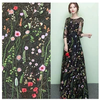 polyester silk embroidered fabric water grass embroidered dress fabric fashionable womens dress embroidered lace fabric