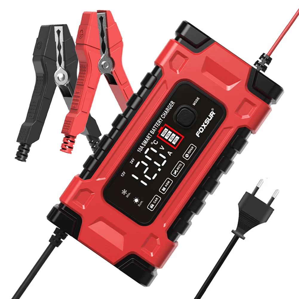 

12V 10A Battery Trickle Charger Fast Charging Smart Battery Charger Portable Battery Charger for AGM GEL WET Lead Acid Batteries