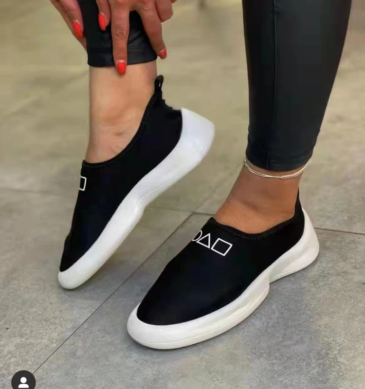 

Кроссовки женские сетчатые без шнуровки, Вулканизированная подошва, повседневная спортивная обувь, однотонные, большие размеры 35-43