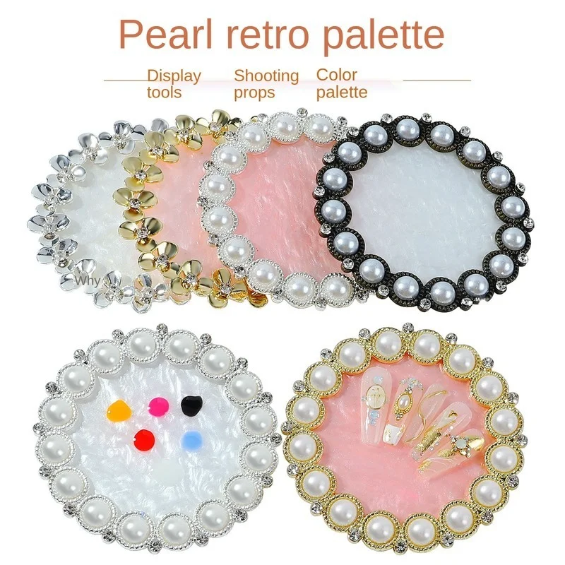 

1pcs Vintage Nail Art Crown Retro Pearl Display Board Display Make Version Showing Palette Fashion Manicure Nail Art Tools