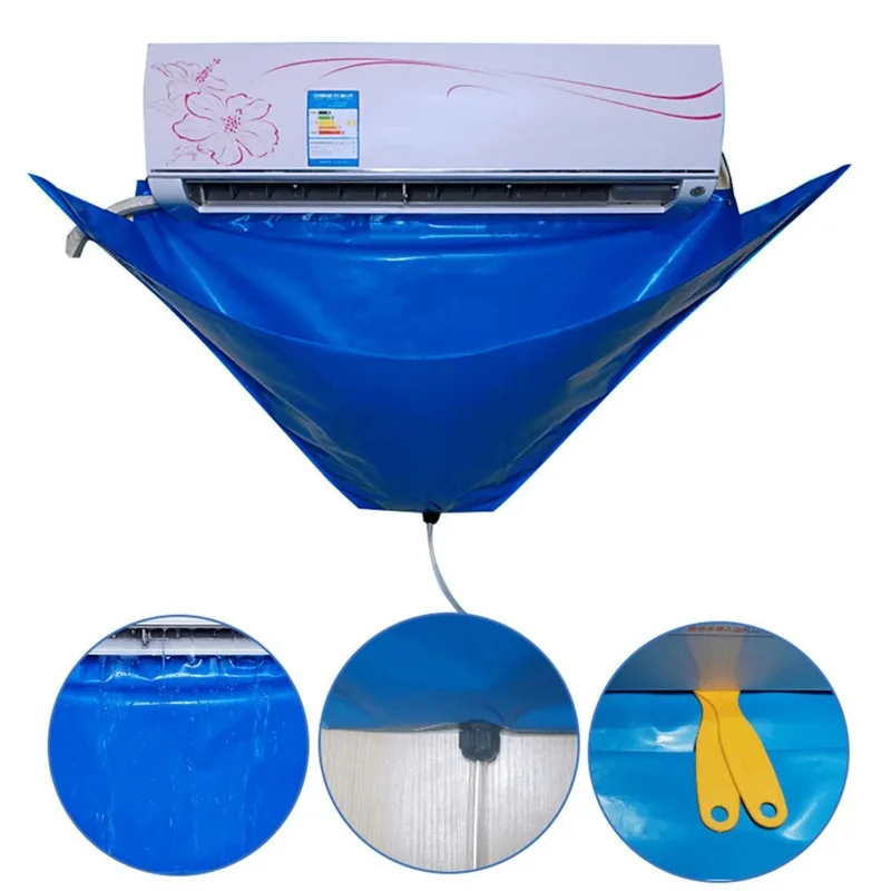 

Air Conditioner Cleaning Cover with Water Pipe Waterproof Dust Protection Bag for Conditioners Below 1.5P WF