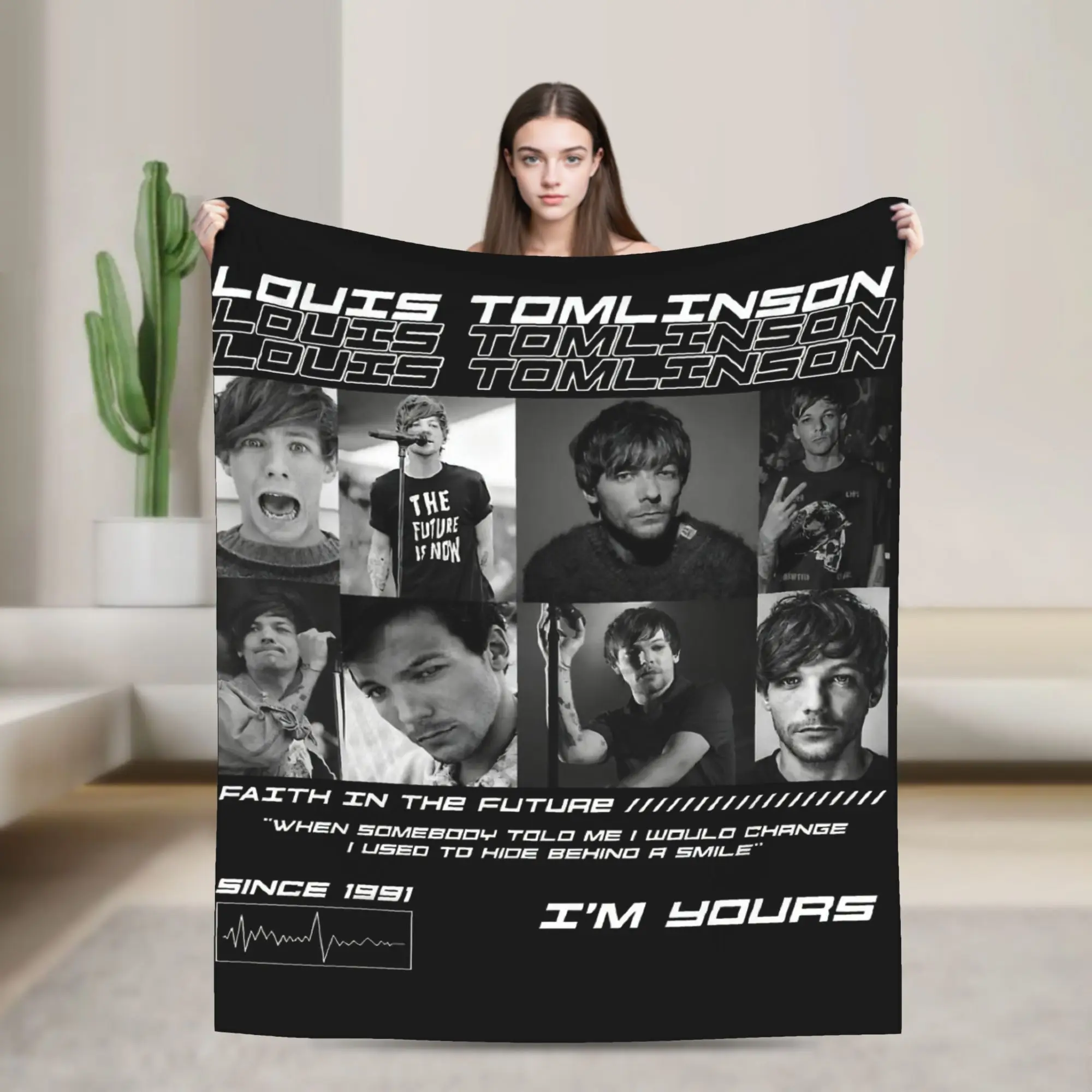 Фото Одеяло Louis Tomlinsons Singer, фланелевое забавное мягкое одеяло для покрытия зимы №1