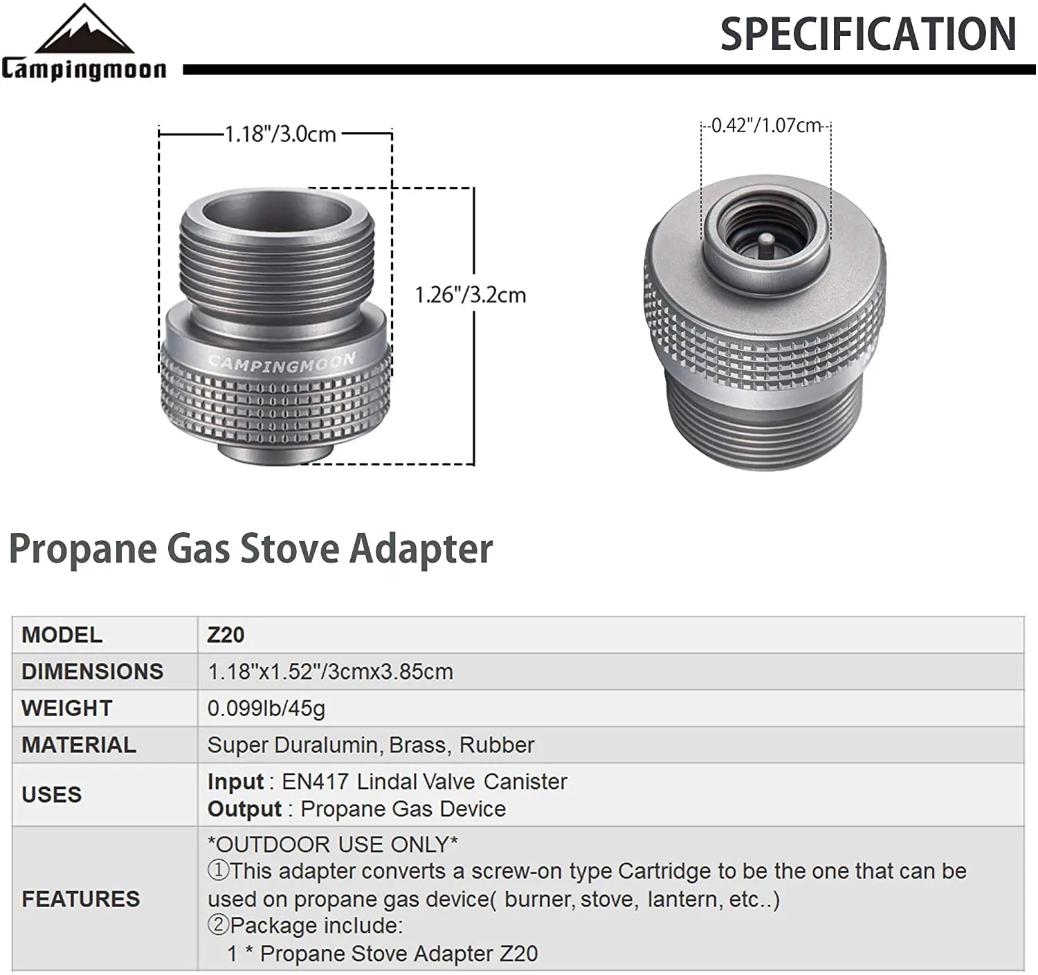 Переключатель для газового бака CAMPINGMOON Z20 переходник из алюминиевого сплава в