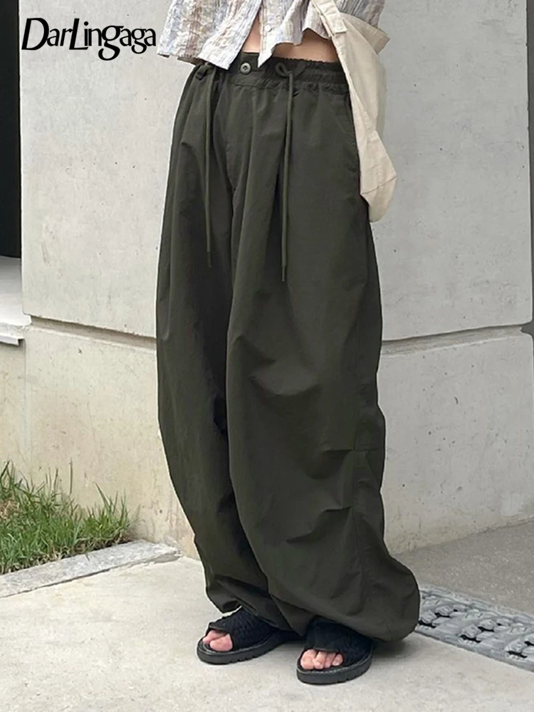 

Darlingaga Y2K Harajuku Hippie Low Waist Drawstring Oversized Pants Female High Street Fashion Baggy Trousers Tech Sweatpants