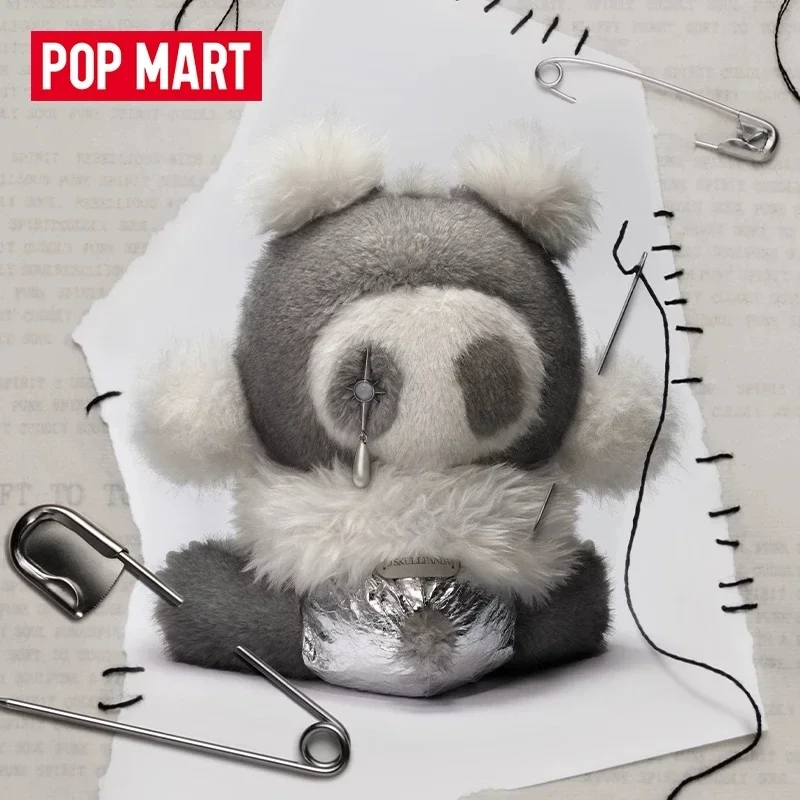 Фото POP MART SKULLPANDA Punk Panda: Серия плюшевых кукол, оригинальная таинственная коробка, игрушки-сюрпризы, фигурки, украшения для дома №3