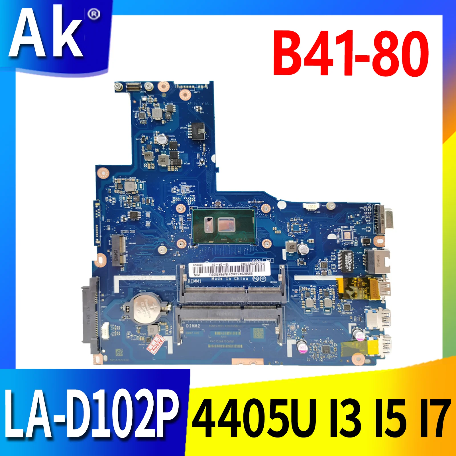 

LA-D102P Motherboard For Lenovo B51-80 E51-80 Laptop Motherboard Mainboard With 4405U I3 I5 I7 6th Gen CPU