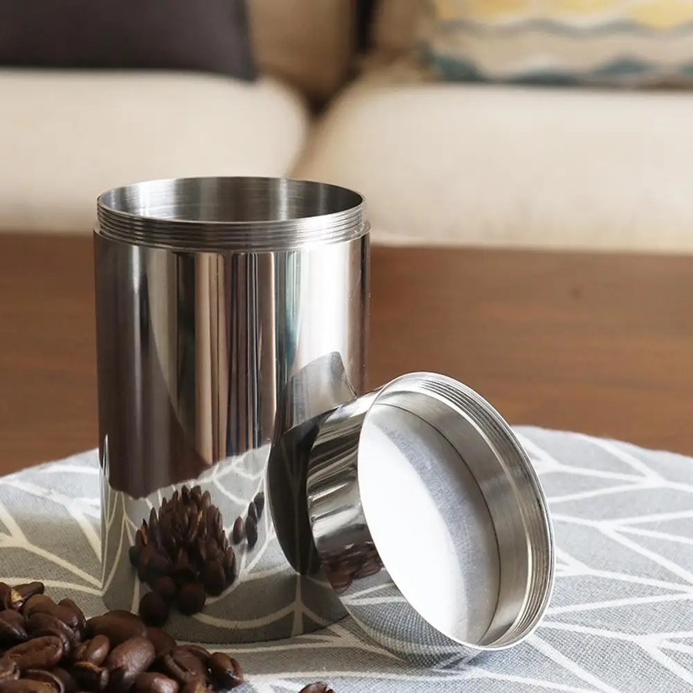 

Thickened Tea Canister Stainless Steel Airtight Coffee Bean Container For Coffee Tea Cocoa Pasta