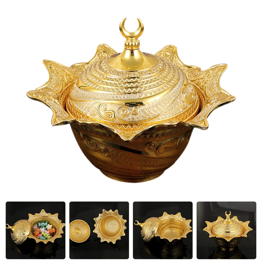 

Decorative Metal Storage Bowl Candy Container European Style Nut Small Lid Holder