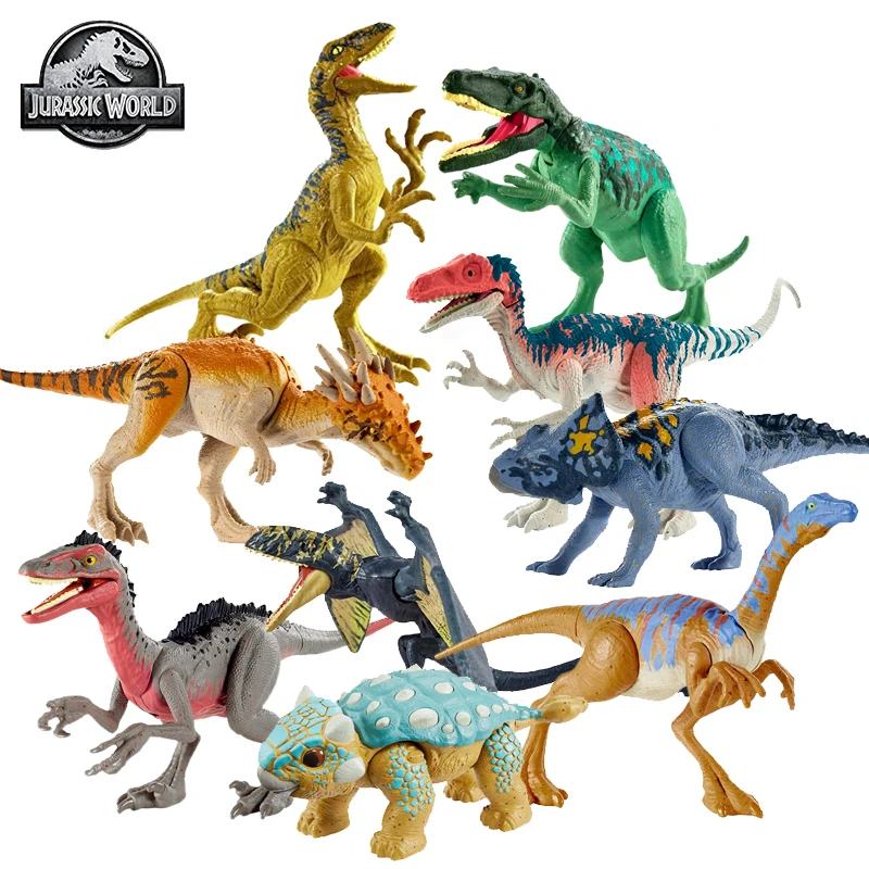 Original Jurassic World Dinosaur Action Figure Toys Camp Cretaceous Attack Pack Model Velociraptor Boys Toys for Children Gift