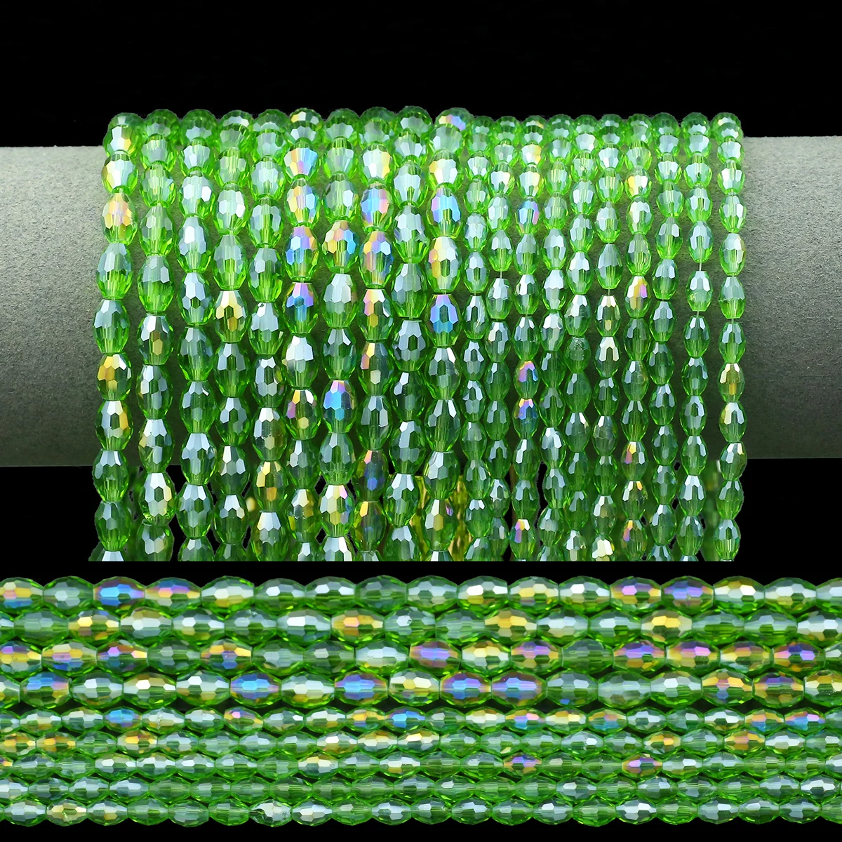 Зеленые овальные австрийские хрустальные рисовые бусины стеклянные разделители