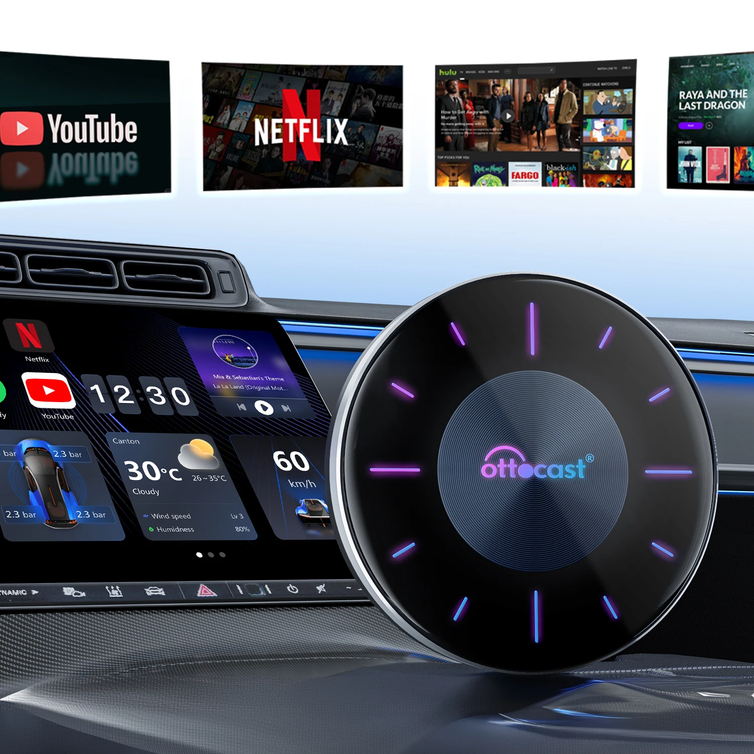 Фото Ottocast Smart Ai Box Picasou 3 Android System 12, встроенный автомобильный GPS-навигатор Ai Box Carplay с выходом HD MI №3