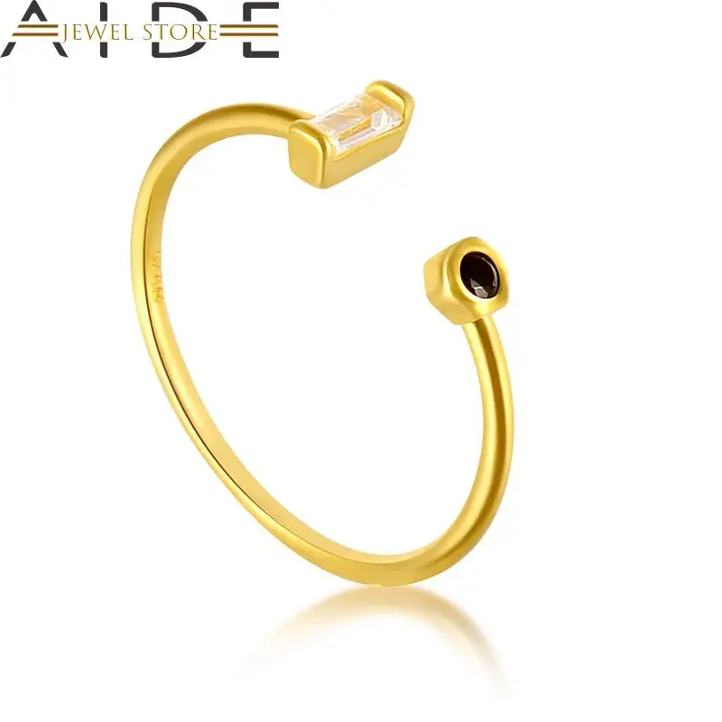 

Aide 925 Sterling Silver Wedding Ring For Women Vintage Adjustable Simple Opening Ring 18K Gold Plated Female Bague Fine Jewelry