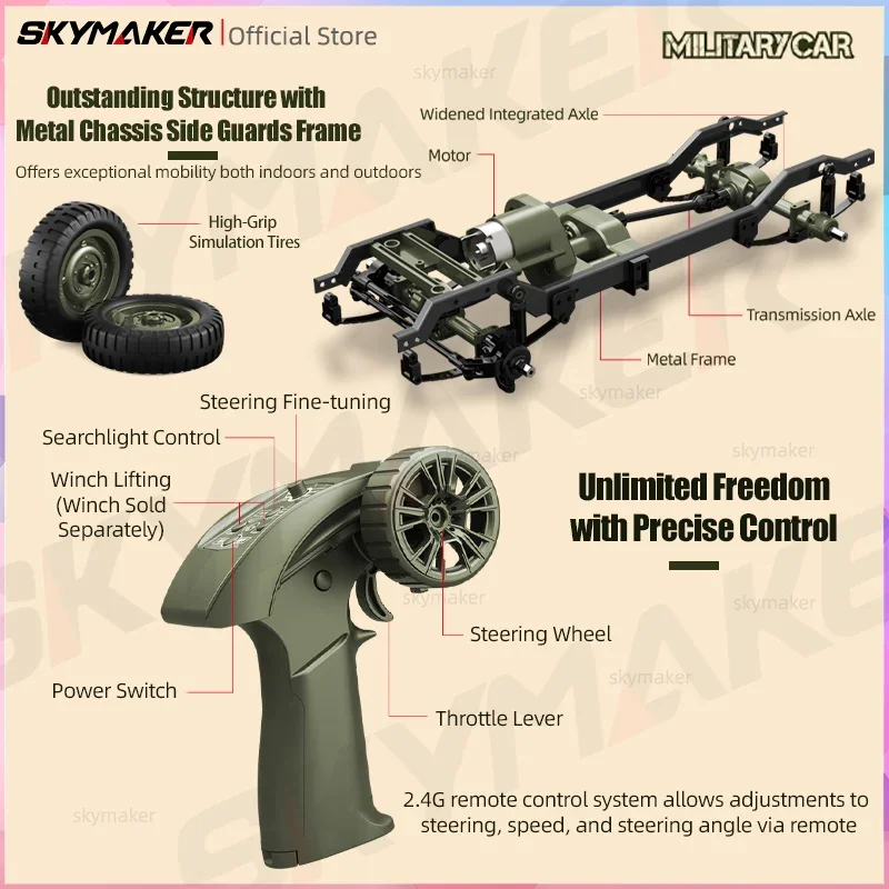 Фото JJRC C8815 1/10 Rc Car 1941 MB Scaler Willys Jeep 2,4g 4wd RTR Crawler, скалолазание, военный Радиоуправляемый грузовик, внедорожник №4