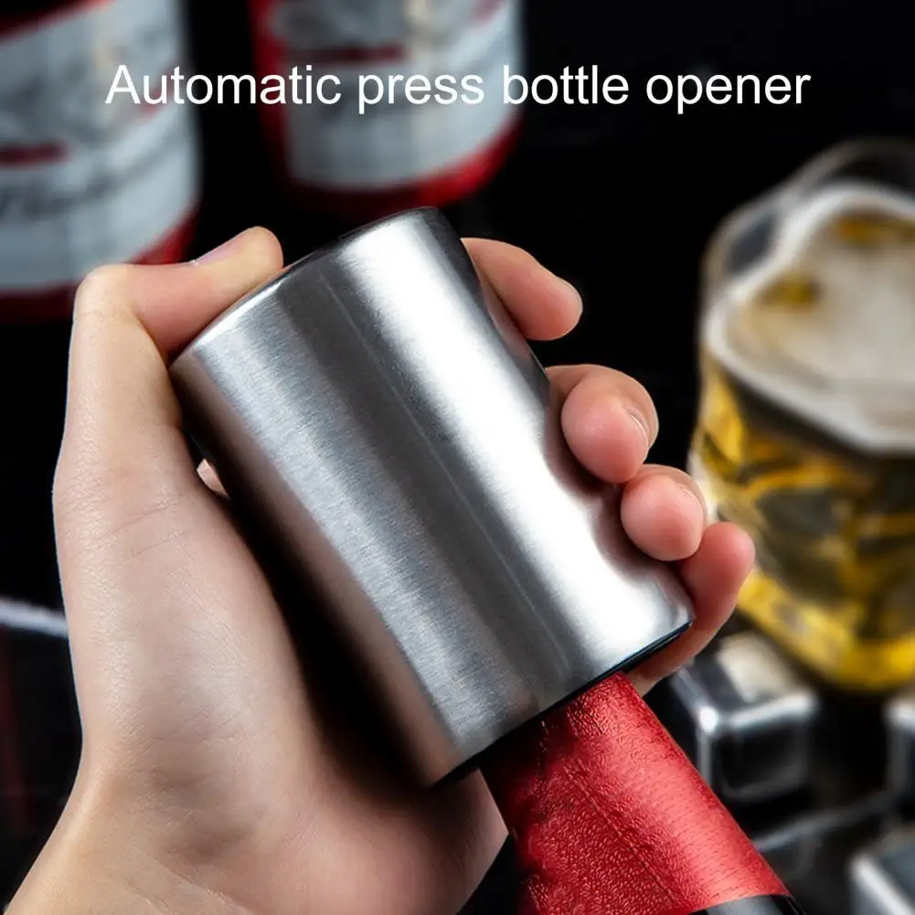 

Открывалка для пивных бутылок, автоматическая быстрооткрывающаяся крышка из нержавеющей стали, открывалка для напитков с нажимом, инструм...