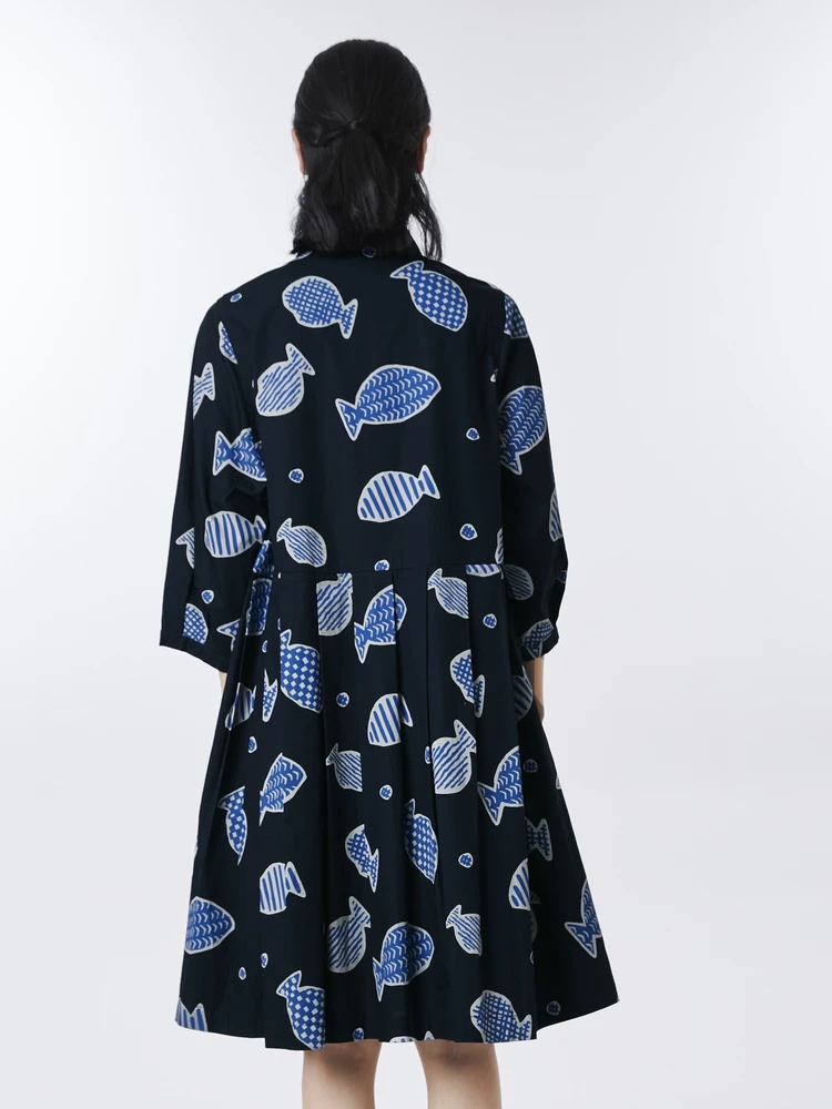 Весна 2023 хлопковое платье с принтом забавная серия из чистого хлопка рукавами