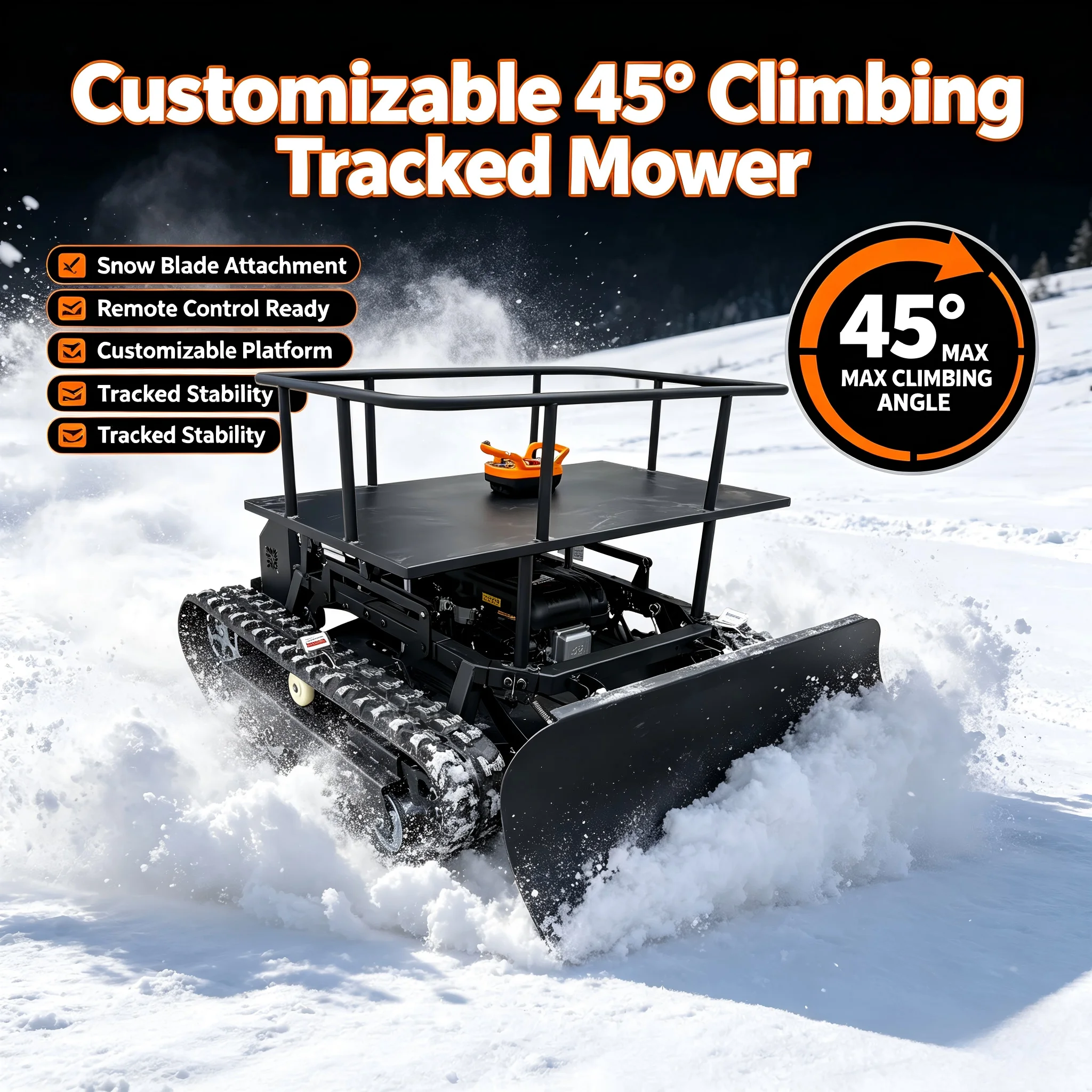 Фото Газонокосилка с дистанционным управлением Custom Remote Control Lawn Mower 55 °   Электрический кусторез для работы на склонах с регулировкой высоты и шириной среза 800 мм №1