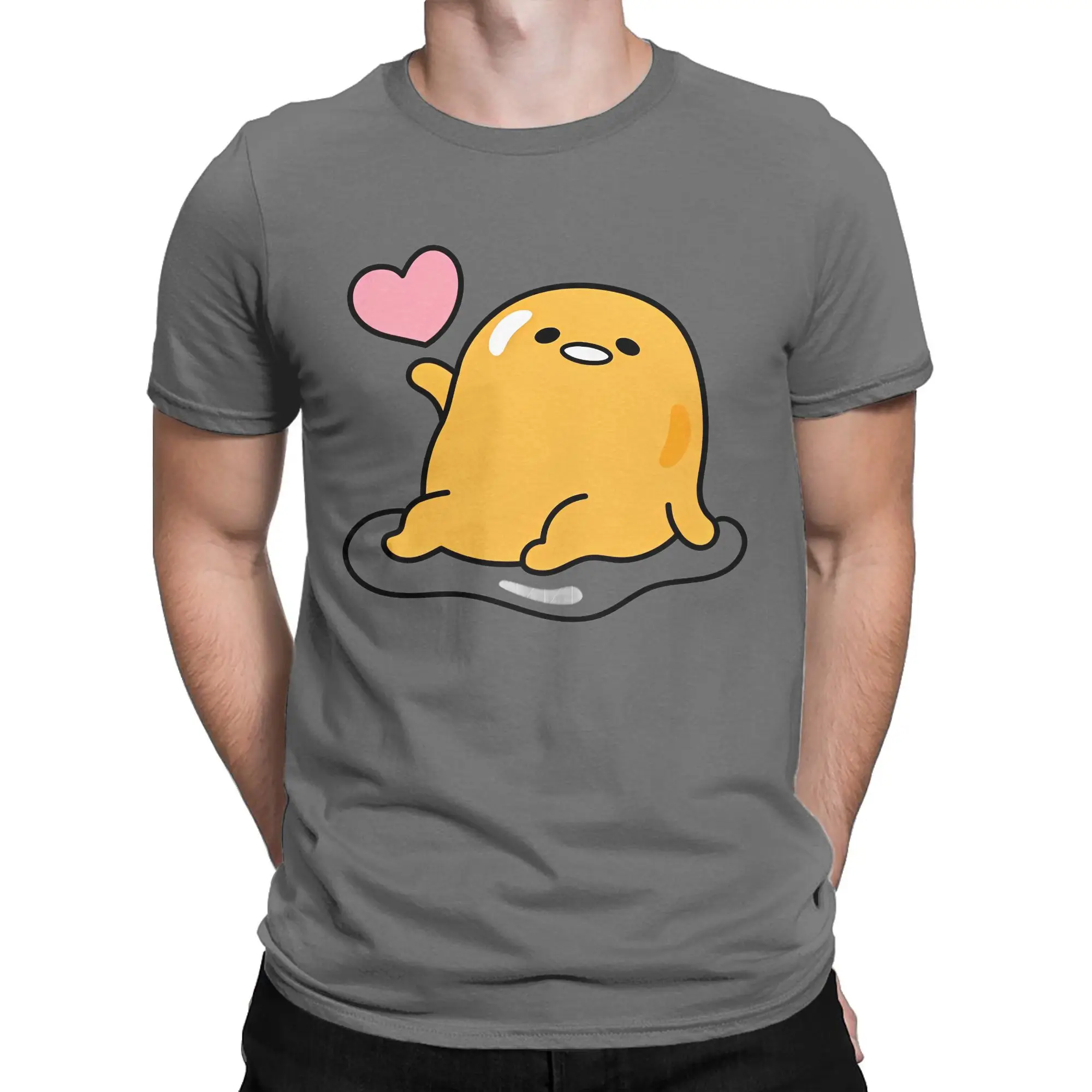 Men's T-Shirt Gudetama Love Novelty Pure Cotton Tee Shirt Short Sleeve T Crewneck Clothes Plus Size