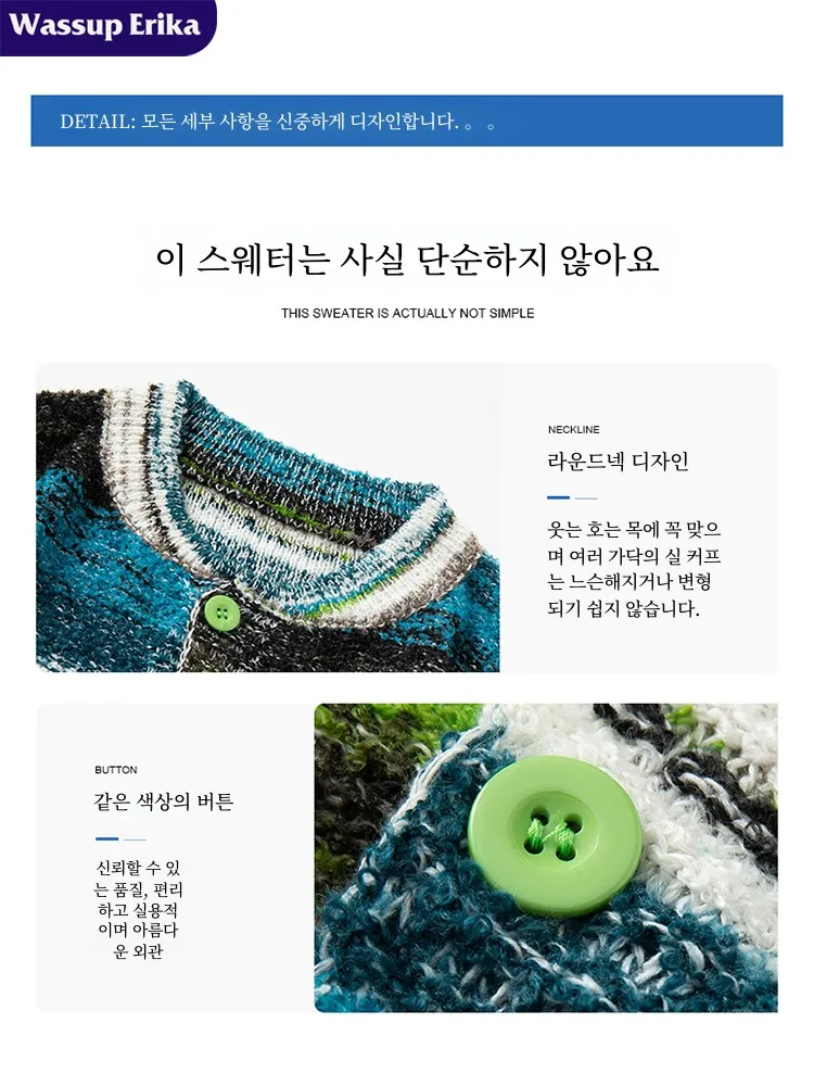 Wassup Erika Американский винтажный кардиган-свитер мужской осенний вязаный свитер