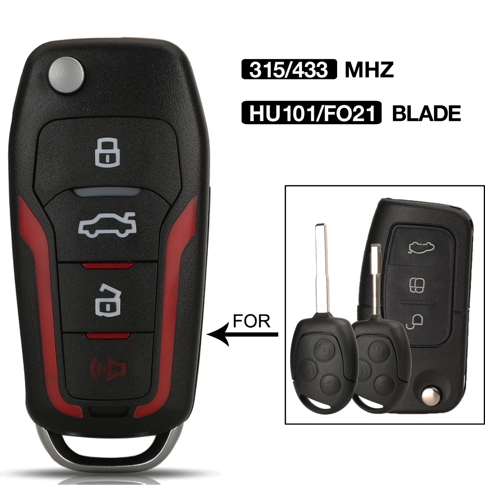 Jingyuqin 4 кнопки 315/433 МГц раскладной Складной Дистанционный Автомобильный ключ для