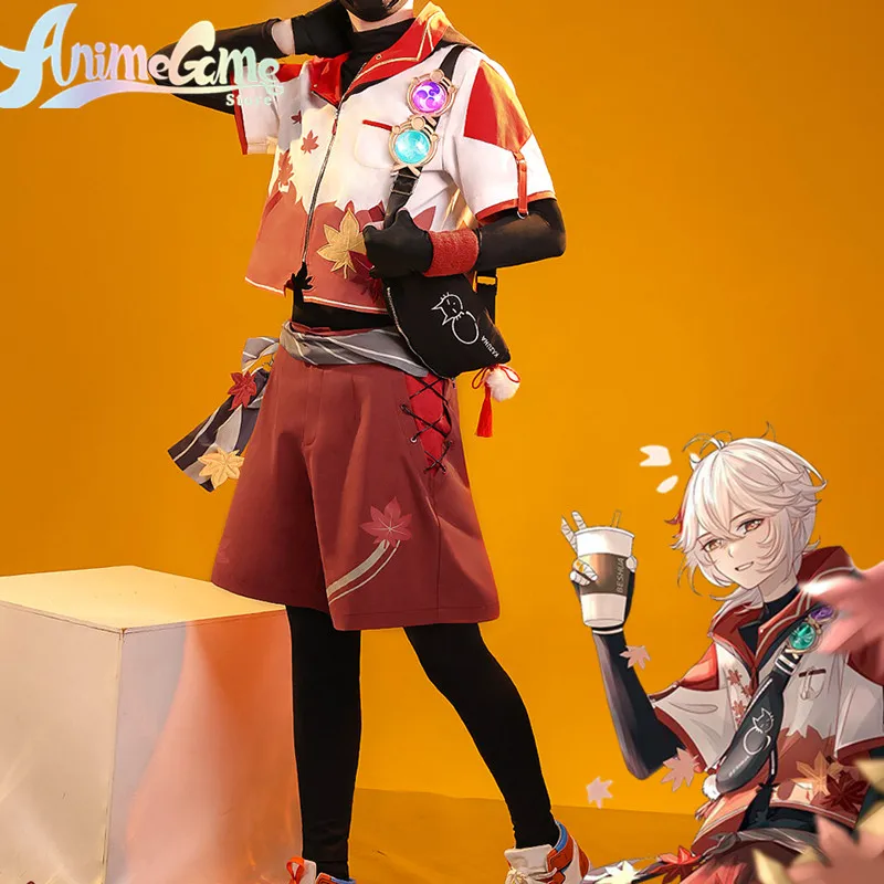 

Женская игра геншин ударт каэдехара казуха дуцзинь повседневная одежда косплей костюм крутая с коротким рукавом Карнавальная Вечеринка COS ...