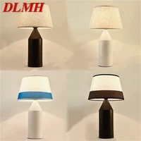 dlmh modern table lamp romantic simple led fabric desk light for home living bedroom bedside