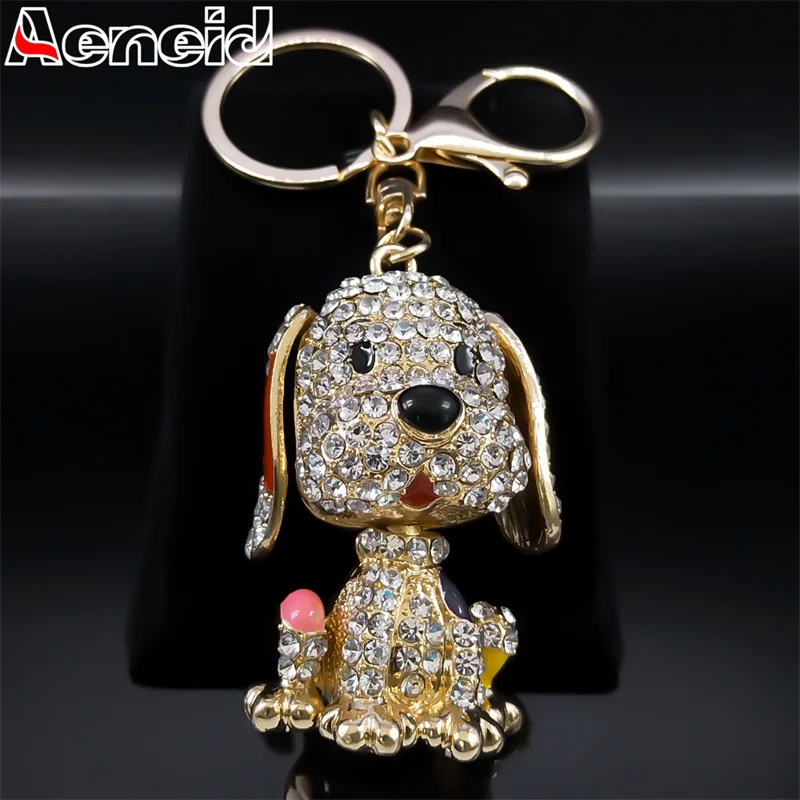 

Cute Crystal Pet Dog Keychain for Women Men Alloy Rhinestone Puppy Pendant Key Ring Holder Car Handbag Accessories Jewelry K5237