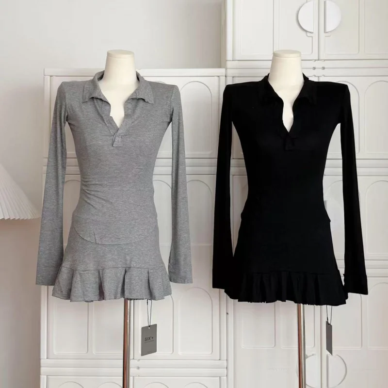 Eva Junjun Sauce Desire Style Рубашка с длинными рукавами + Плиссированная юбка