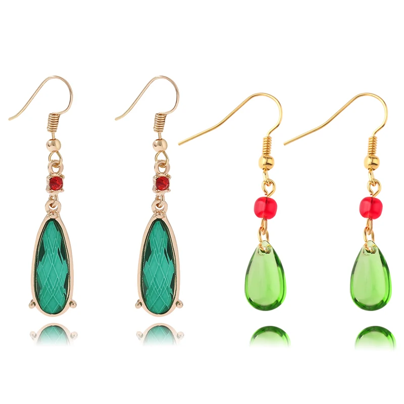 

japanese Anime howls moving castle drop earring for women men cosplay Howl fashion green Crystal Stone dangle Earrings jewelry