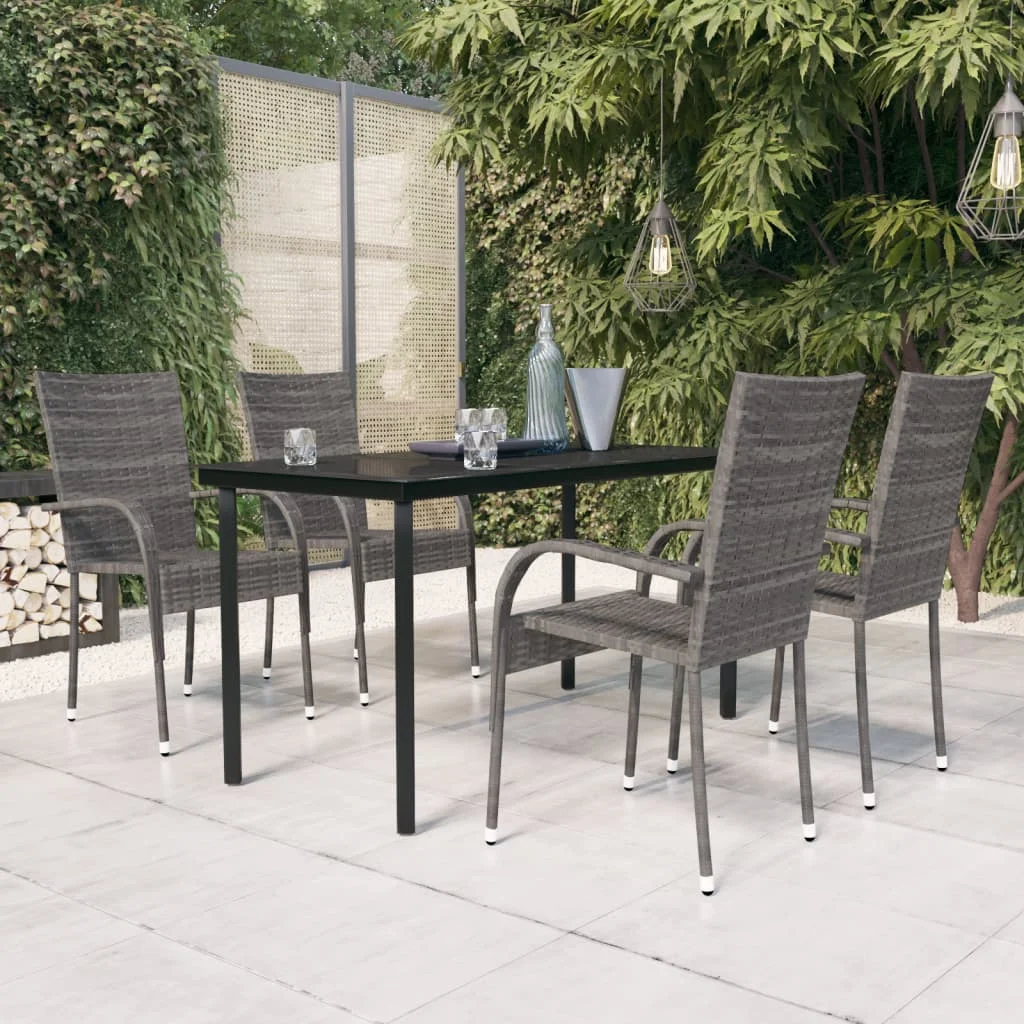 

5 Piece Garden Dining Set,Patio Table and Chair Set, Grey and Black