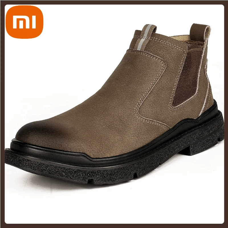 

XIAOMI Leather Safety Boots Men Anti-scald Welding Shoes Chelsea Boot Steel Toe Anti-puncture Indestructible Shoes Work Boot