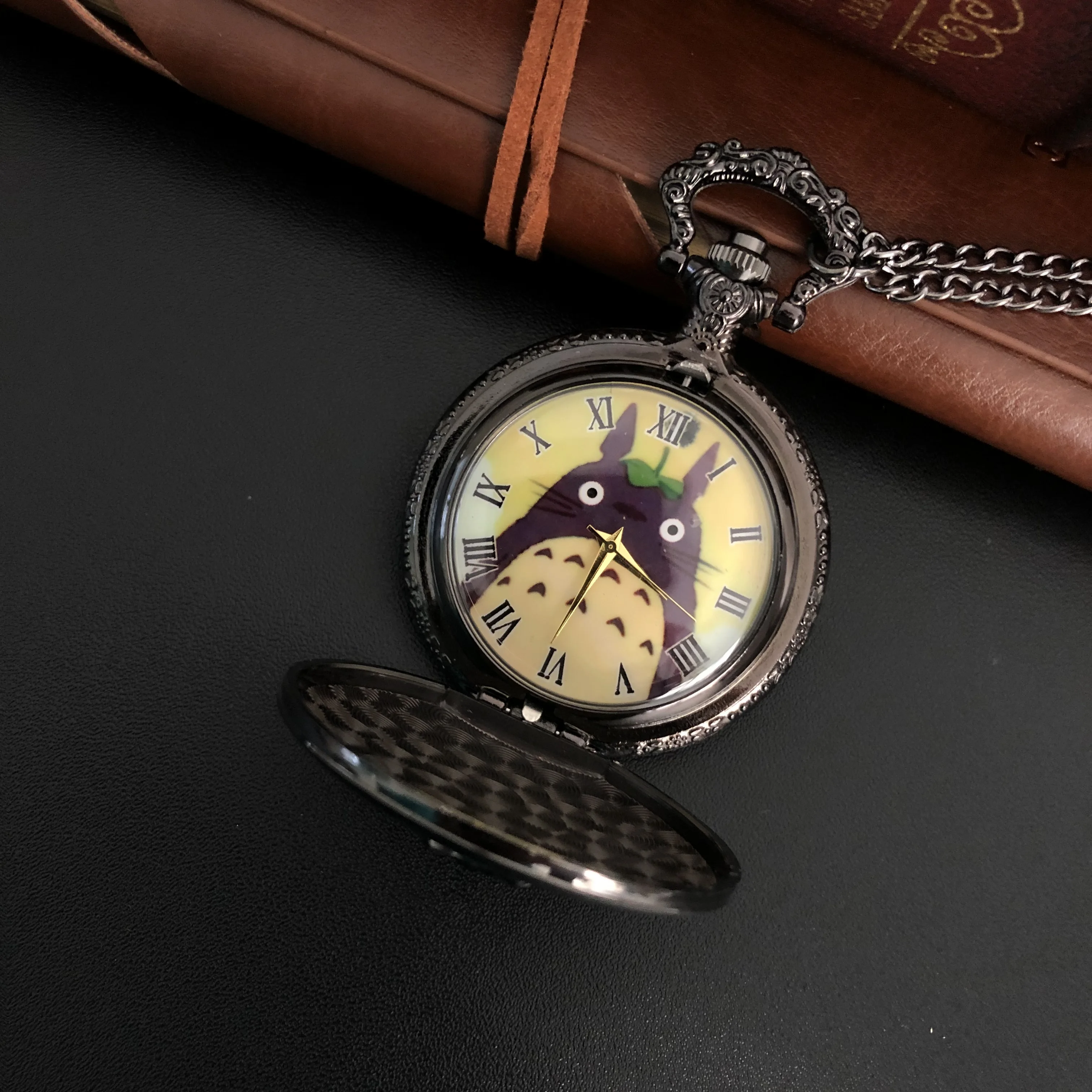 Famous Japanese Anime Cute 3D Character Carved Quartz Pocket Watch Necklace Pendant Gifts For Women Or Man with  Fob Chain