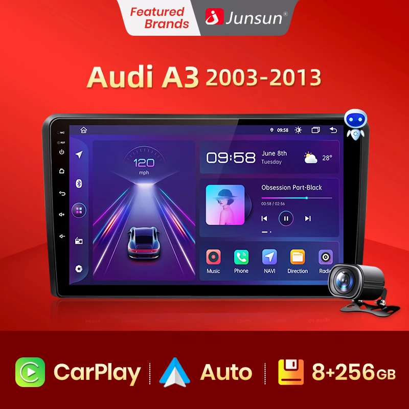 Junsun V1pro AI Voice 2din магнитола андроид for Audi A3 2003 - 2013 автомагнитола Аудио для авто GPS Track